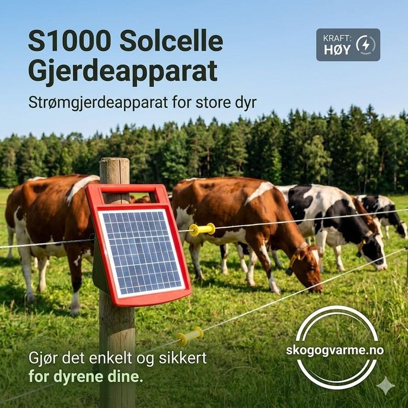Gjeteren S1000 Solcelle-gjerdeapparat – Komplett, kraftig og vedlikeholdsfritt