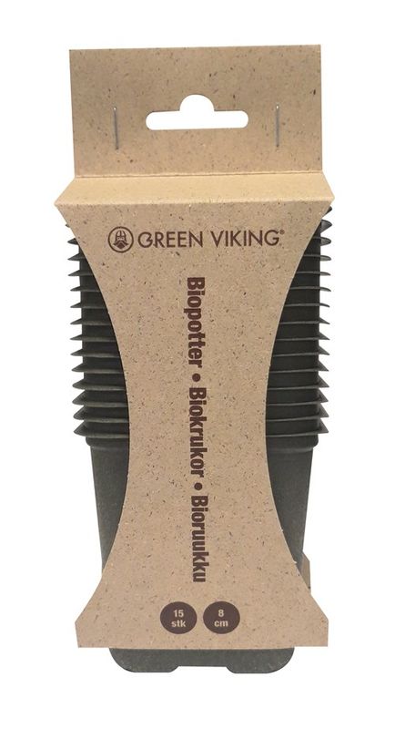 Biopotte 8cm frikantet grønn 15 potter/pk Green Viking
