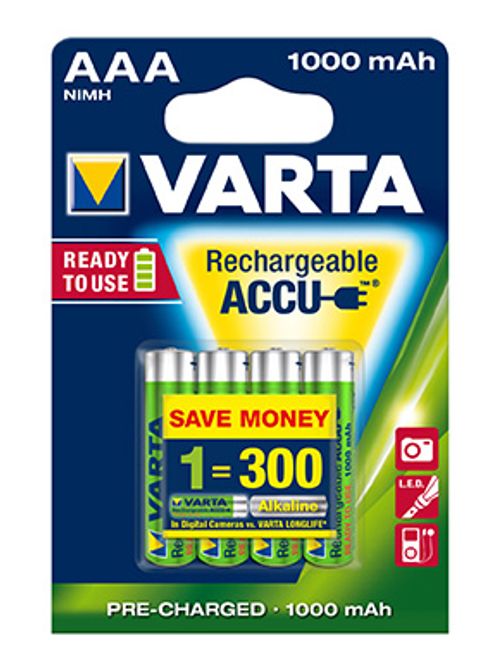 Hovedbilde Batteri ladbart AAA 1000 mAh