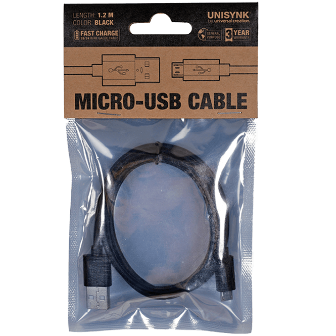 Hovedbilde Unisynk Micro USB 1,2m sort