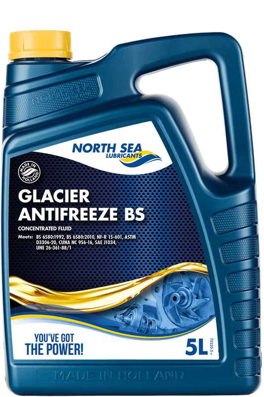 Glacier Antifreeze BS 6580 5L – Konsentrert blå frostvæske fra North Sea Lubricants