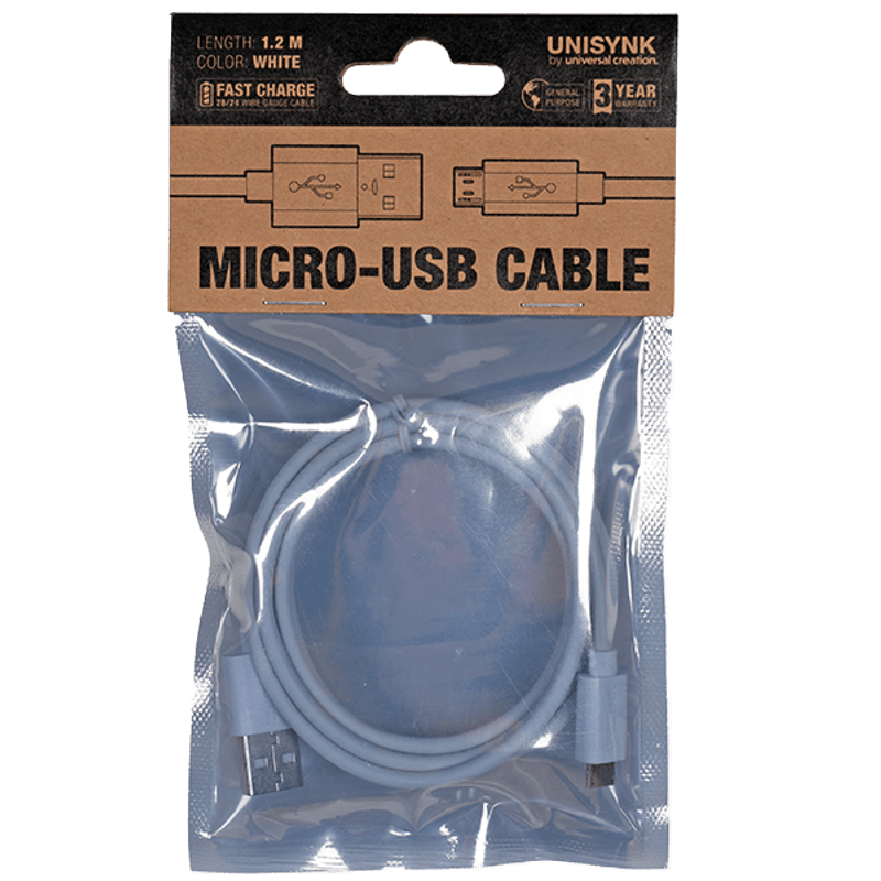 Unisynk Micro USB 1,2m hvit