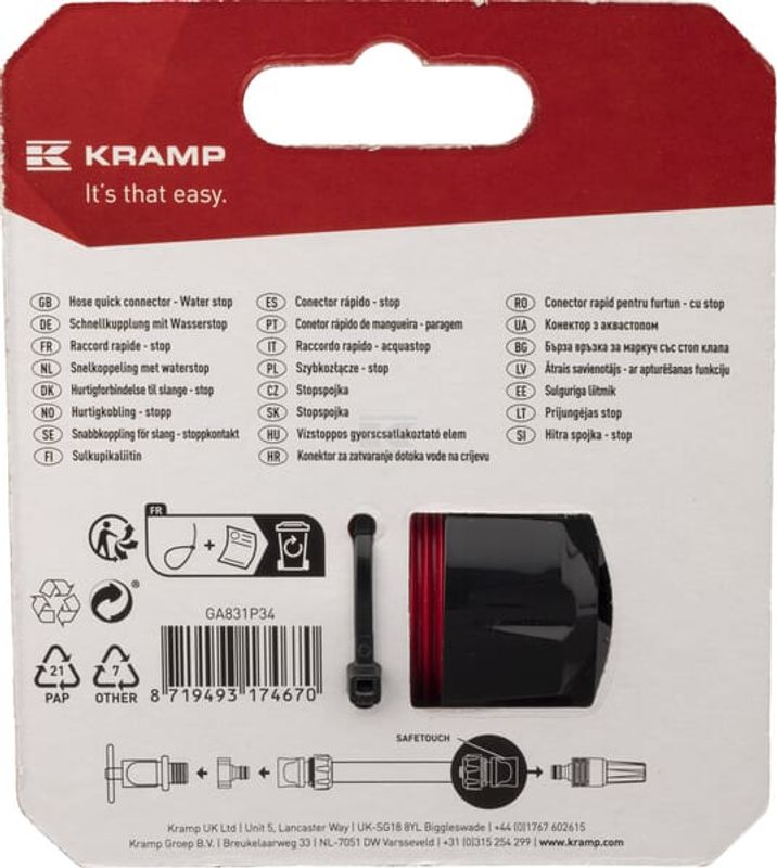 Hurtigkobling til slange – stopp 3/4''